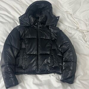 ALO Black Puffer Jacket with hood